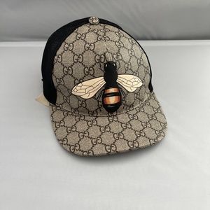 Gucci Beige and Black Bee Print Hat